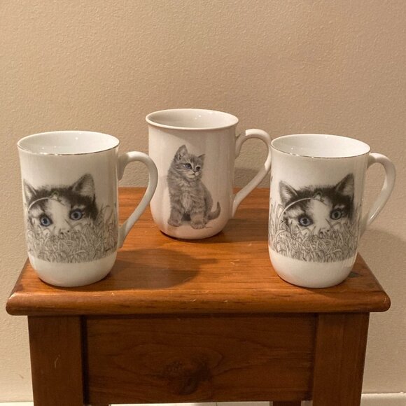 (3) Vintage Otagiri Cute Kitten Porcelain Cup Mugs Jonah's Workshop - Picture 1 of 8